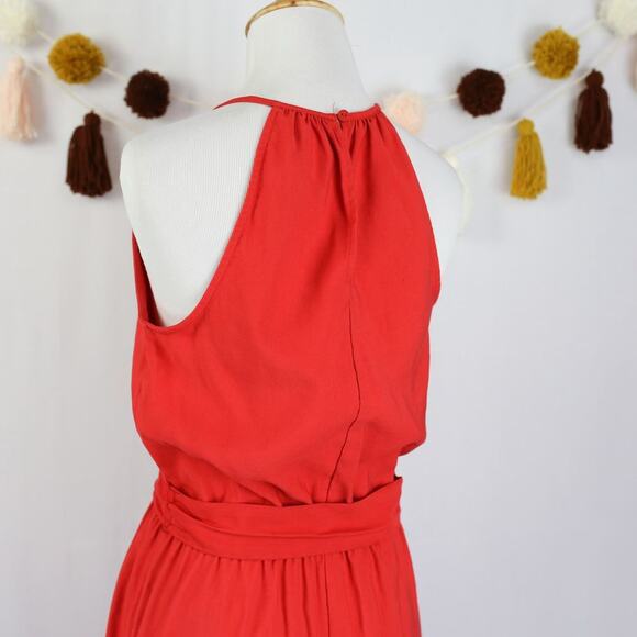 Prologue Red Sleeveless V-Neck Belted Wide Leg Jumpsuit Size XS women's - Picture 4 of 7